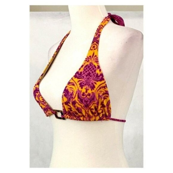 Victoria’s Secret Paisley Print Tortoise Center Halter Bikini Top Size Small - Picture 4 of 8